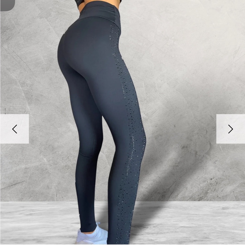 Elegant Black Embellished Leggings